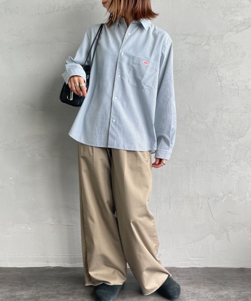 DANTON（ダントン）の「[DANTON/ダントン] ドットボタン レギュラーカラー ロングスリーブシャツ(ストライプ)（シャツ/ブラウス・レディース・グレー/グリーン・36/38）」の6枚目の写真