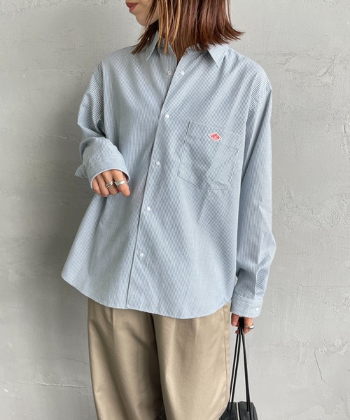 DANTON（ダントン）の「[DANTON/ダントン] ドットボタン レギュラーカラー ロングスリーブシャツ(ストライプ)（シャツ/ブラウス・レディース・グレー/グリーン・36/38）」の12枚目の写真