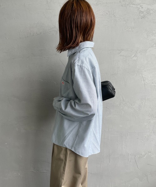 DANTON（ダントン）の「[DANTON/ダントン] ドットボタン レギュラーカラー ロングスリーブシャツ(ストライプ)（シャツ/ブラウス・レディース・グレー/グリーン・36/38）」の11枚目の写真