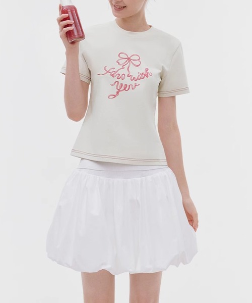 tシャツ リボンレタリングロゴプリント ステッチTシャツ FX25S350「Fano Studios」「2025SS」 レディース メンズ リボンレタリングロゴプリント ステッチTシャツ FX25S350【Fano