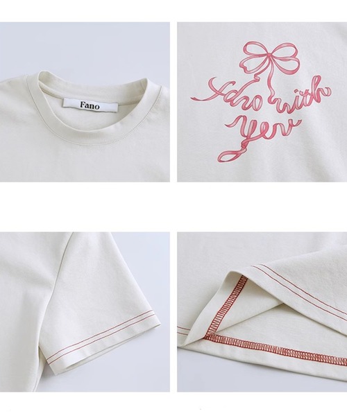 tシャツ リボンレタリングロゴプリント ステッチTシャツ FX25S350「Fano Studios」「2025SS」 レディース メンズ リボンレタリングロゴプリント ステッチTシャツ FX25S350【Fano