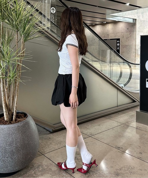 sedacle girl(セダクルガール)の「ドット柄ネックリボントップス(Tシャツ/カットソー・レディース・ブラック/オフホワイト・SMALL/MEDIUM)」の19枚目の写真