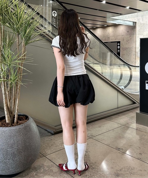 sedacle girl(セダクルガール)の「ドット柄ネックリボントップス(Tシャツ/カットソー・レディース・ブラック/オフホワイト・SMALL/MEDIUM)」の18枚目の写真