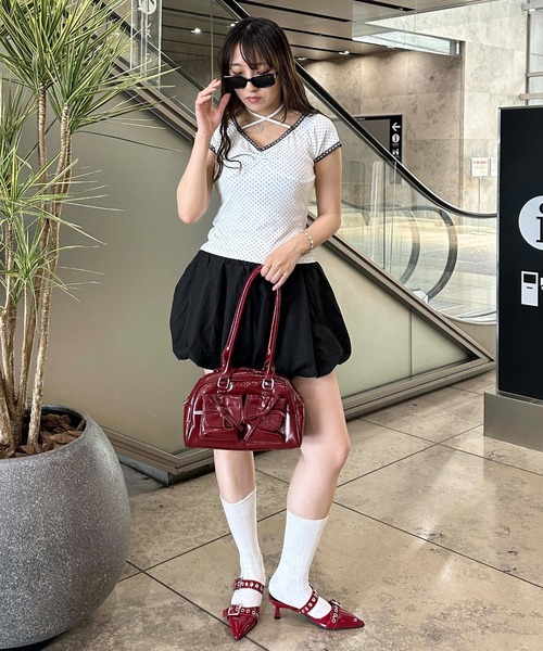 sedacle girl(セダクルガール)の「ドット柄ネックリボントップス(Tシャツ/カットソー・レディース・ブラック/オフホワイト・SMALL/MEDIUM)」の20枚目の写真