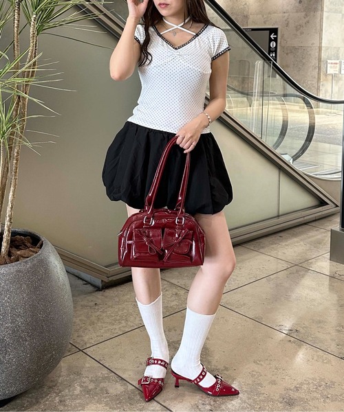 sedacle girl(セダクルガール)の「ドット柄ネックリボントップス(Tシャツ/カットソー・レディース・ブラック/オフホワイト・SMALL/MEDIUM)」の22枚目の写真