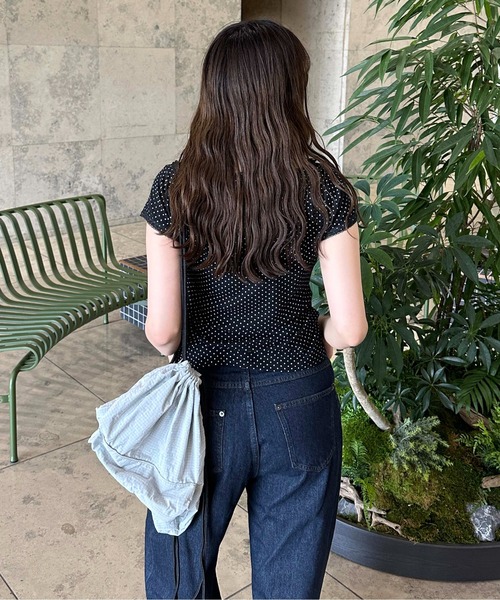 sedacle girl(セダクルガール)の「ドット柄ネックリボントップス(Tシャツ/カットソー・レディース・ブラック/オフホワイト・SMALL/MEDIUM)」の8枚目の写真