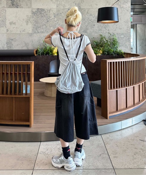 sedacle girl(セダクルガール)の「ドット柄ネックリボントップス(Tシャツ/カットソー・レディース・ブラック/オフホワイト・SMALL/MEDIUM)」の12枚目の写真