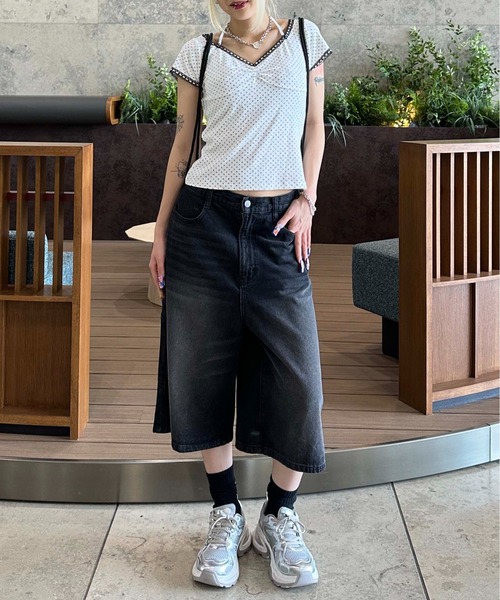 sedacle girl(セダクルガール)の「ドット柄ネックリボントップス(Tシャツ/カットソー・レディース・ブラック/オフホワイト・SMALL/MEDIUM)」の15枚目の写真