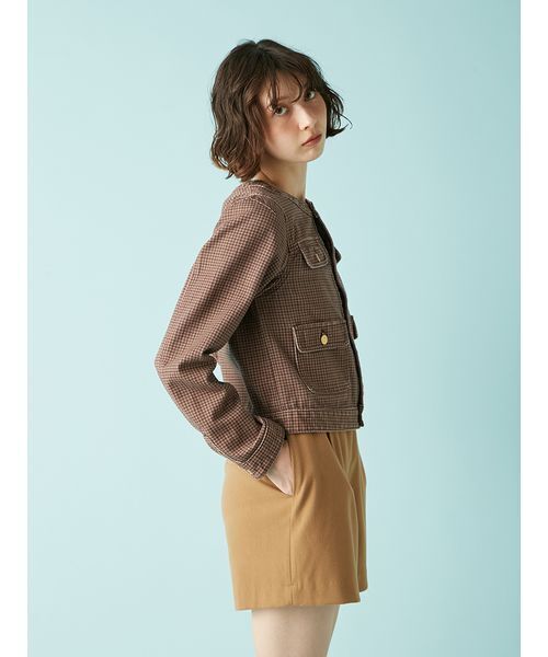 ノーカラークラシカルデニムジャケット（デニムジャケット