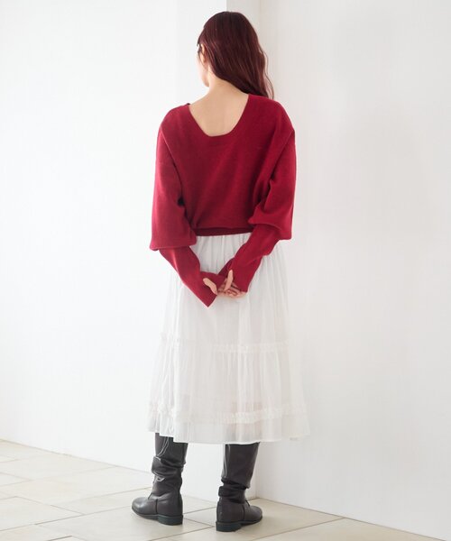 Kastane(カスタネ)の「【新色追加/チェック&無地】フリルミドルスカート(スカート・レディース・ベージュ/ブラック/オフホワイト・FREE)」の11枚目の写真