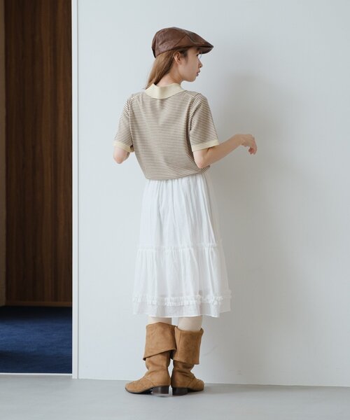 Kastane(カスタネ)の「【新色追加/チェック&無地】フリルミドルスカート(スカート・レディース・ベージュ/ブラック/オフホワイト・FREE)」の15枚目の写真