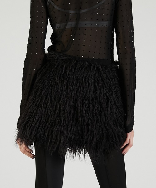 Pre-Order】ロングファーミニスカート / Long Faux Mini Skirt