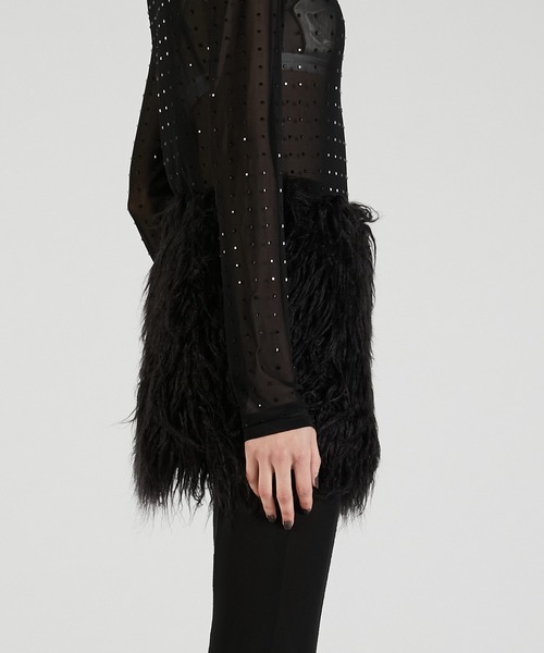 PRANK PROJECT(プランクプロジェクト)の「ロングファーミニスカート / Long Faux Mini Skirt(スカート・レディース・ホワイト/ブラック・36/38)」の16枚目の写真