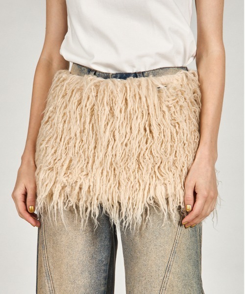 Pre-Order】ロングファーミニスカート / Long Faux Mini Skirt