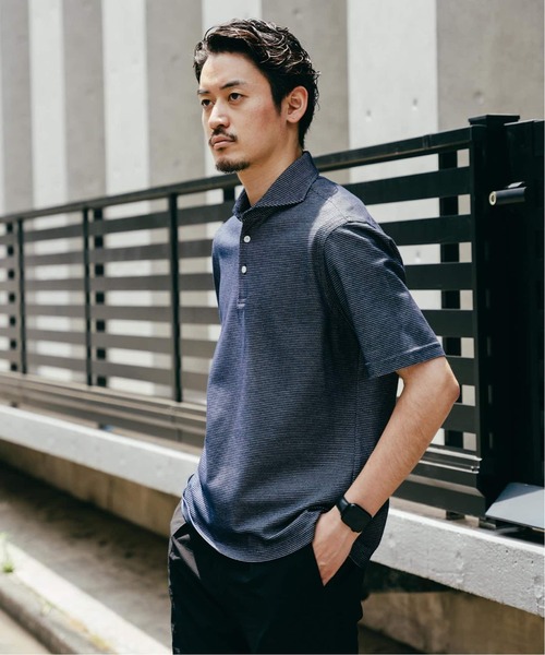 EDIFICE（エディフィス）の「《追加》"吸水速乾＆高通気機能" COOLMAX ハニカムボーダー ポロシャツ2（ポロシャツ・メンズ・ブラック/ブルー系その他/ネイビー/グレー・SMALL/X-LARGE/LARGE/MEDIUM）」の16枚目の写真