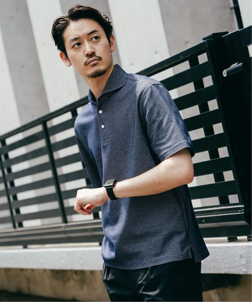 EDIFICE（エディフィス）の「《追加》"吸水速乾＆高通気機能" COOLMAX ハニカムボーダー ポロシャツ2（ポロシャツ・メンズ・ブラック/ブルー系その他/ネイビー/グレー・SMALL/X-LARGE/LARGE/MEDIUM）」の18枚目の写真