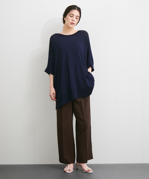 le cercle ADAM ET ROPE'(ルセルクルアダムエロペ)の「【UVケア/接触冷感】前後2WAYポンチョプルオーバー(Tシャツ/カットソー・レディース・ブラック/ライトグレー/ブラウン/ネイビー・FREE)」の11枚目の写真