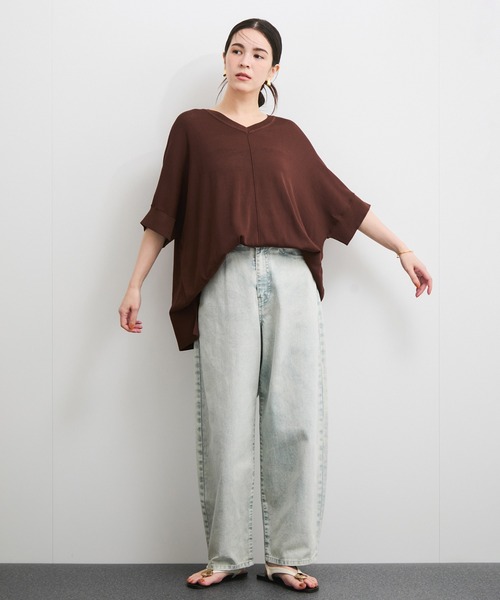 le cercle ADAM ET ROPE'(ルセルクルアダムエロペ)の「【UVケア/接触冷感】前後2WAYポンチョプルオーバー(Tシャツ/カットソー・レディース・ブラック/ライトグレー/ブラウン/ネイビー・FREE)」の14枚目の写真