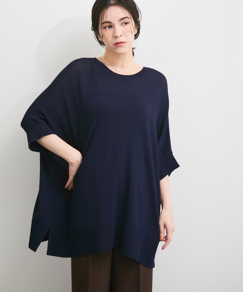 le cercle ADAM ET ROPE'(ルセルクルアダムエロペ)の「【UVケア/接触冷感】前後2WAYポンチョプルオーバー(Tシャツ/カットソー・レディース・ブラック/ライトグレー/ブラウン/ネイビー・FREE)」の16枚目の写真