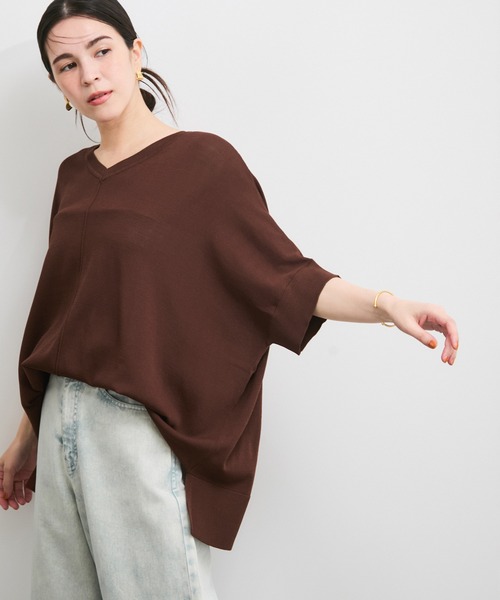 le cercle ADAM ET ROPE'(ルセルクルアダムエロペ)の「【UVケア/接触冷感】前後2WAYポンチョプルオーバー(Tシャツ/カットソー・レディース・ブラック/ライトグレー/ブラウン/ネイビー・FREE)」の19枚目の写真