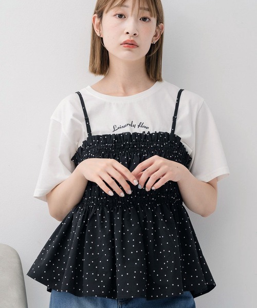 RETRO GIRL(レトロガール)の「2WAYキャミフリルビスチェ(シャツ/ブラウス・レディース・ホワイト/ブラック系その他/ライトグレー・FREE)」の1枚目の写真