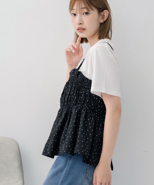RETRO GIRL(レトロガール)の「2WAYキャミフリルビスチェ(シャツ/ブラウス・レディース・ホワイト/ブラック系その他/ライトグレー・FREE)」の7枚目の写真