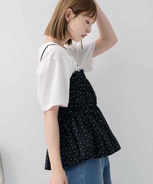 RETRO GIRL(レトロガール)の「2WAYキャミフリルビスチェ(シャツ/ブラウス・レディース・ホワイト/ブラック系その他/ライトグレー・FREE)」の8枚目の写真