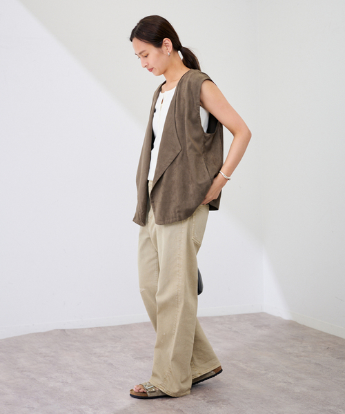 フェイクスエードドレープジレ（その他アウター）｜FRAMeWORK