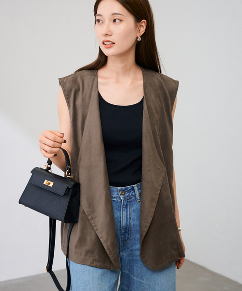 フェイクスエードドレープジレ（その他アウター）｜FRAMeWORK