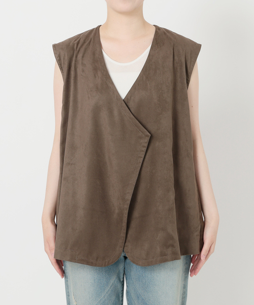 フェイクスエードドレープジレ（その他アウター）｜FRAMeWORK