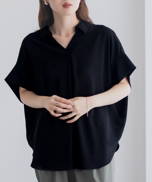 NAVY（ネイビー）の「nAvy スキッパーブラウス（シャツ/ブラウス・レディース・ブラック/グレー/ホワイト/ネイビー・M/L）」の22枚目の写真