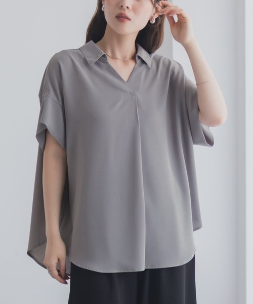 NAVY（ネイビー）の「nAvy スキッパーブラウス（シャツ/ブラウス・レディース・ブラック/グレー/ホワイト/ネイビー・M/L）」の17枚目の写真