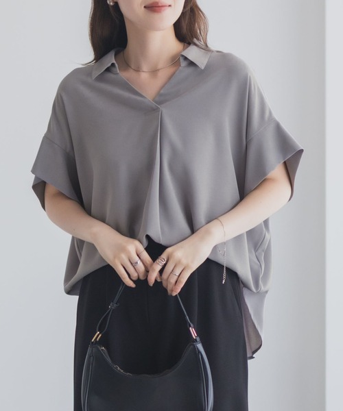 NAVY（ネイビー）の「nAvy スキッパーブラウス（シャツ/ブラウス・レディース・ブラック/グレー/ホワイト/ネイビー・M/L）」の18枚目の写真