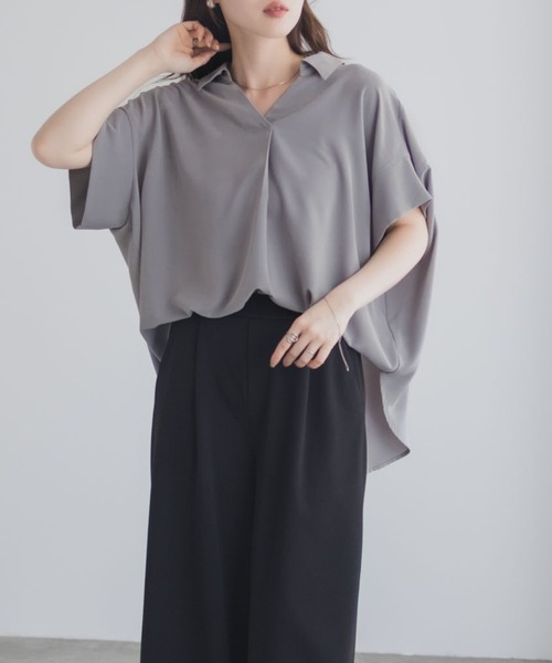 NAVY（ネイビー）の「nAvy スキッパーブラウス（シャツ/ブラウス・レディース・ブラック/グレー/ホワイト/ネイビー・M/L）」の19枚目の写真