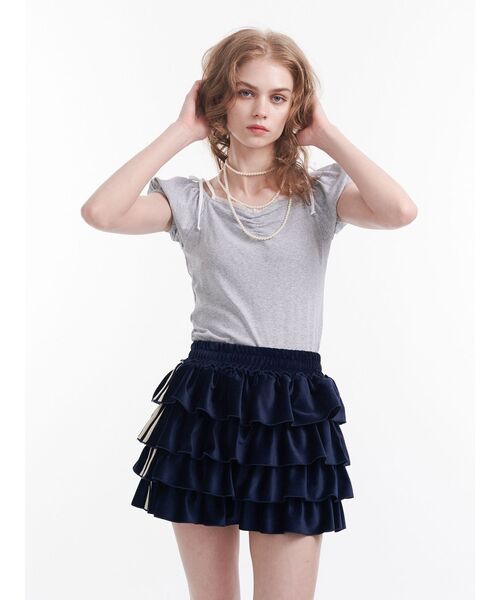 jouetie(ジュエティ)の「2WAYオフショルレースドッキングリボントップス(Tシャツ/カットソー・レディース・ブラック/グレー/ブルー・MEDIUM)」の7枚目の写真