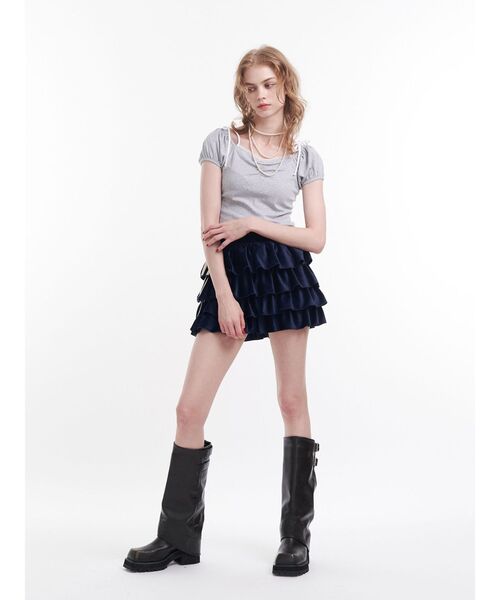 jouetie(ジュエティ)の「2WAYオフショルレースドッキングリボントップス(Tシャツ/カットソー・レディース・ブラック/グレー/ブルー・MEDIUM)」の9枚目の写真