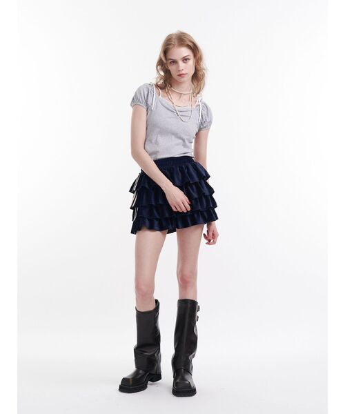 jouetie(ジュエティ)の「2WAYオフショルレースドッキングリボントップス(Tシャツ/カットソー・レディース・ブラック/グレー/ブルー・MEDIUM)」の10枚目の写真