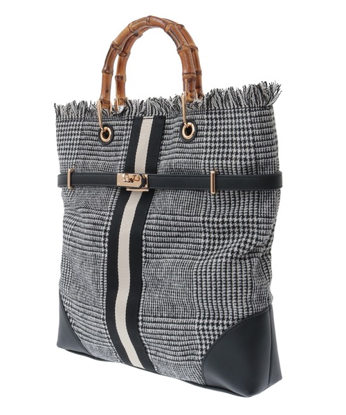 YECCA VECCA(イェッカヴェッカ)の「2wayライントートバッグ(トートバッグ・レディース・ダークベージュ/ハウンドトゥース・FREE)」の4枚目の写真