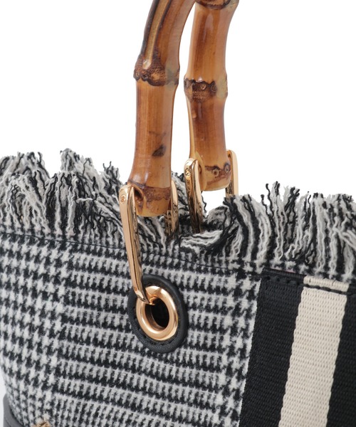 YECCA VECCA(イェッカヴェッカ)の「2wayライントートバッグ(トートバッグ・レディース・ダークベージュ/ハウンドトゥース・FREE)」の9枚目の写真