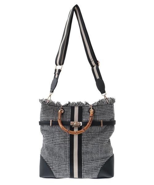 YECCA VECCA(イェッカヴェッカ)の「2wayライントートバッグ(トートバッグ・レディース・ダークベージュ/ハウンドトゥース・FREE)」の7枚目の写真