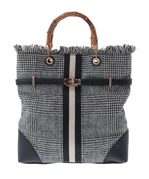 YECCA VECCA(イェッカヴェッカ)の「2wayライントートバッグ(トートバッグ・レディース・ダークベージュ/ハウンドトゥース・FREE)」の14枚目の写真