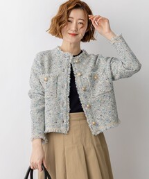 23区（ニジュウサンク）の「ツイード ニット ジャケット（ノーカラージャケット）」