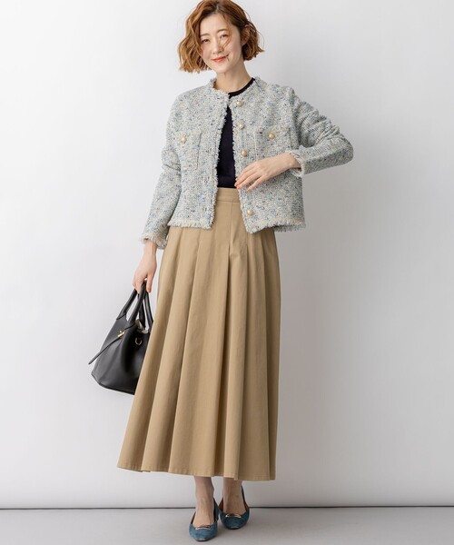 23区(ニジュウサンク)の「ツイード ニット ジャケット(ノーカラージャケット・レディース・アイボリー系3/ブルー系3/オレンジ系3/ライトグレー系/スカイブルー系/ピンク系・38/40)」の22枚目の写真