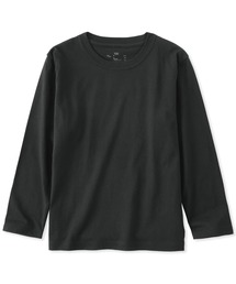 キッズ　綿天竺編みクルーネック長袖Ｔシャツ　無地