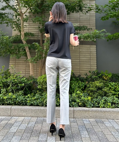 etre pret（エトレプレ）の「胸元フリル半袖ニット（Tシャツ/カットソー・レディース・グレー/ブラック・5号/7号/9号/11号/13号）」の7枚目の写真