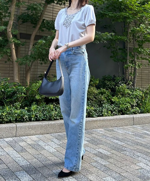 etre pret（エトレプレ）の「胸元フリル半袖ニット（Tシャツ/カットソー・レディース・グレー/ブラック・5号/7号/9号/11号/13号）」の10枚目の写真