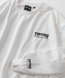 SlashDate（スラッシュデイト）の「【70】【THRASHER/スラッシャー】ブランドロゴ ＆ ハートワンポイント刺繍 ロングスリーブ Tシャツ バックプリント（Tシャツ/カットソー）」