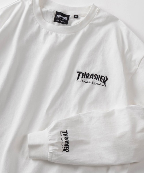 THRASHER（スラッシャー）の「【70】【THRASHER/スラッシャー】ブランドロゴ ＆ ハートワンポイント刺繍 ロングスリーブ Tシャツ バックプリント（Tシャツ/カットソー・メンズ・ブラック系その他/アッシュグレー/ライトグレー/ブラウン/ホワイト系その他/ホワイト/ブラック/ワイン・L/M）」の2枚目の写真