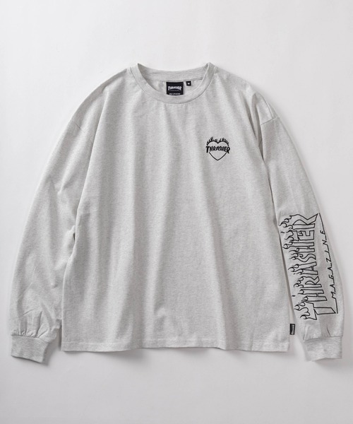 THRASHER（スラッシャー）の「【70】【THRASHER/スラッシャー】ブランドロゴ ＆ ハートワンポイント刺繍 ロングスリーブ Tシャツ バックプリント（Tシャツ/カットソー・メンズ・ブラック系その他/アッシュグレー/ライトグレー/ブラウン/ホワイト系その他/ホワイト/ブラック/ワイン・L/M）」の17枚目の写真