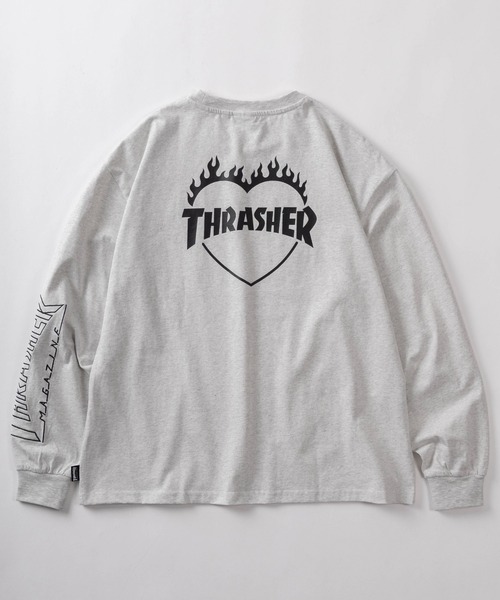 THRASHER（スラッシャー）の「【70】【THRASHER/スラッシャー】ブランドロゴ ＆ ハートワンポイント刺繍 ロングスリーブ Tシャツ バックプリント（Tシャツ/カットソー・メンズ・ブラック系その他/アッシュグレー/ライトグレー/ブラウン/ホワイト系その他/ホワイト/ブラック/ワイン・L/M）」の18枚目の写真